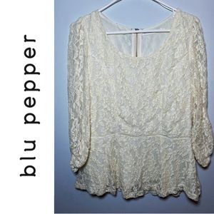 Blu Pepper Lace Peplum Top